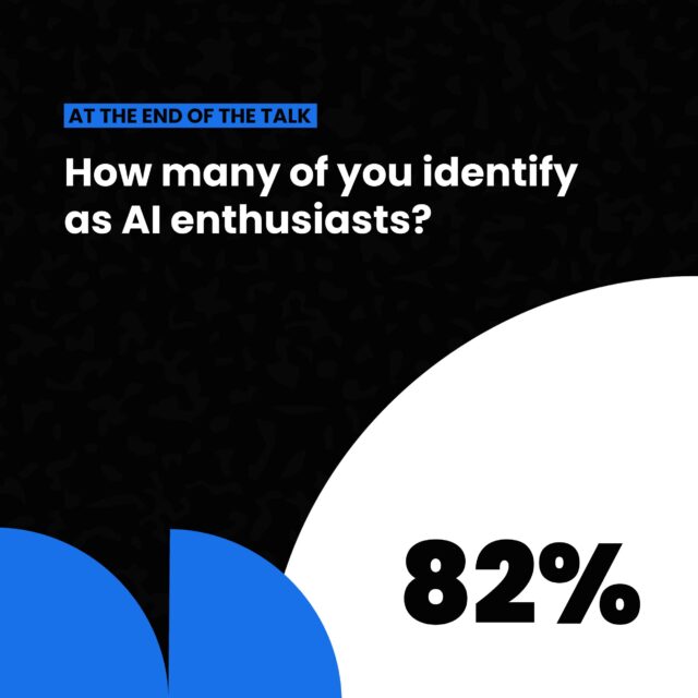 At the end of the talk- How many of you identify as AI enthusiasts? 82%